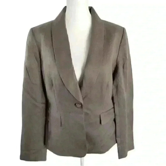 Antonio Melani Grey Linen Blend Button Blazer 8 - Picture 1 of 11